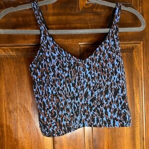 lululemon athletica Blue and Black Patterned Crop Top